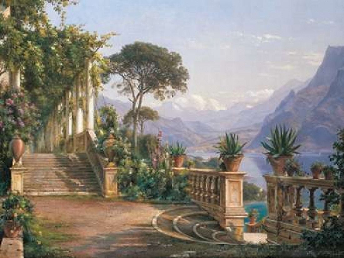 Posterazzi Lodge on Lake Como Canvas Art - Carl Frederic Aagard (22 x 28)