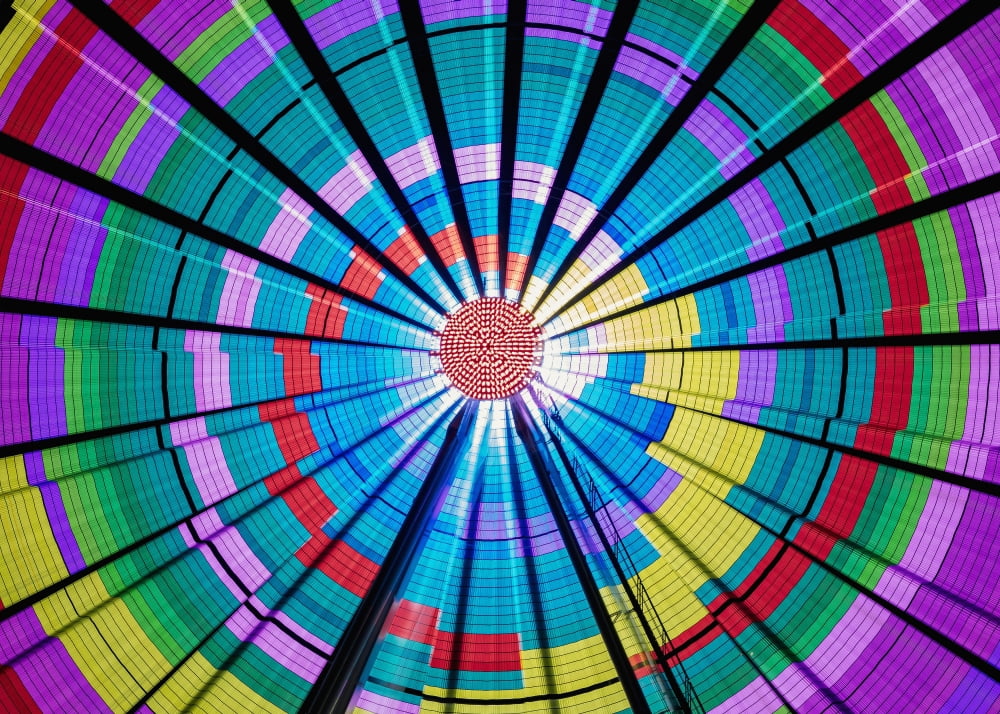 Posterazzi Long exposure photograph showcasing the many color combinations the Big Wheel produces at night Seattle Washington United States of America Canvas Art - Ian Ludwig Design Pics (36 x 26)