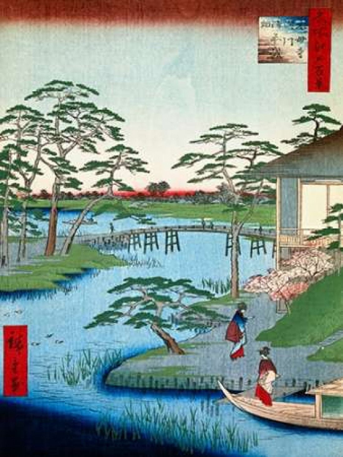 Posterazzi Lords Garden Beside Mokuboji Temple Canvas Art - Ando Hiroshige (22 x 28)