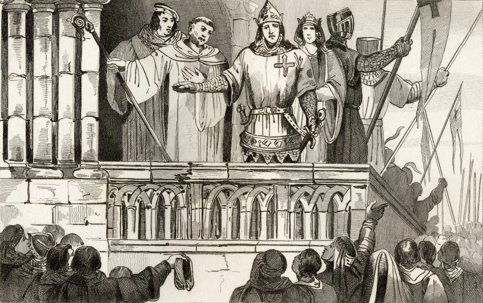 Posterazzi Louis Vii The Younger 1120 To 1180 Raises Support For The Second Crusade In 1144 From Histoire De France By Colart Published Circa 1840 Canvas Art - Ken Welsh Design Pics (36 x 22)