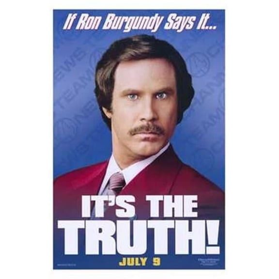 Posterazzi MOV214252 Anchorman the Legend of Ron Burgundy Movie Poster - 11 x 17 in.