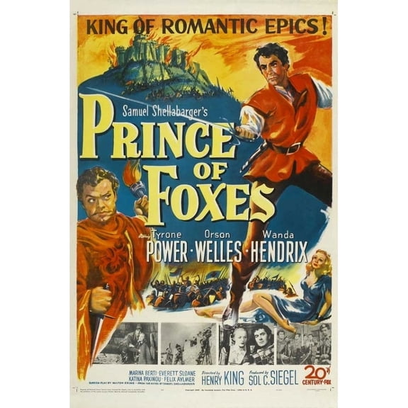 Posterazzi MOVEJ4175 Prince of Foxes Movie Poster - 27 x 40 in.