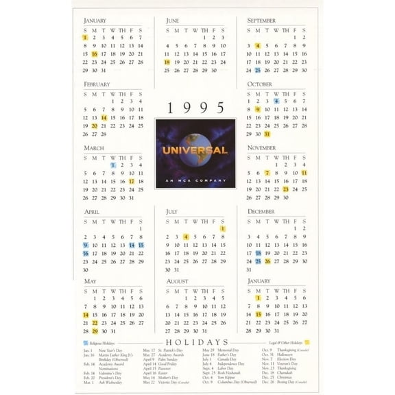 Universal Calendar Movie Poster Print (27 x 40)