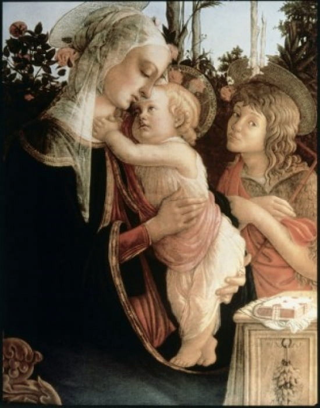 Posterazzi Madonna of the Rosegarden #2 (with St John Baptist) 1468-9 Sandro Botticelli (1444-1510 Italian) Tempera on wood panel Musee du Louvre Paris France Canvas Art - Sandro Botticelli (24 x 36)