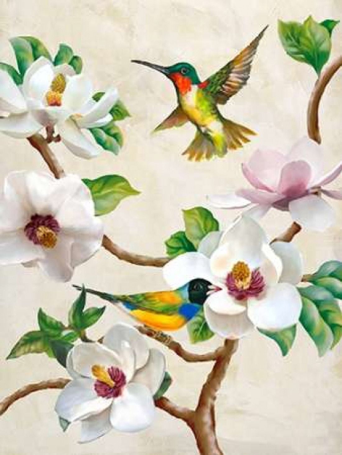 Posterazzi Magnolia and Birds Canvas Art - Terry Wang (22 x 28)