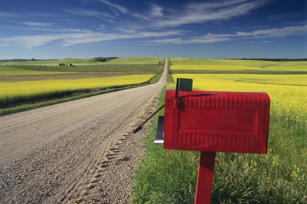 Posterazzi Mailbox On Country Road Tiger Hills Manitoba Canvas Art - Dave Reede  Design Pics (34 x 22)