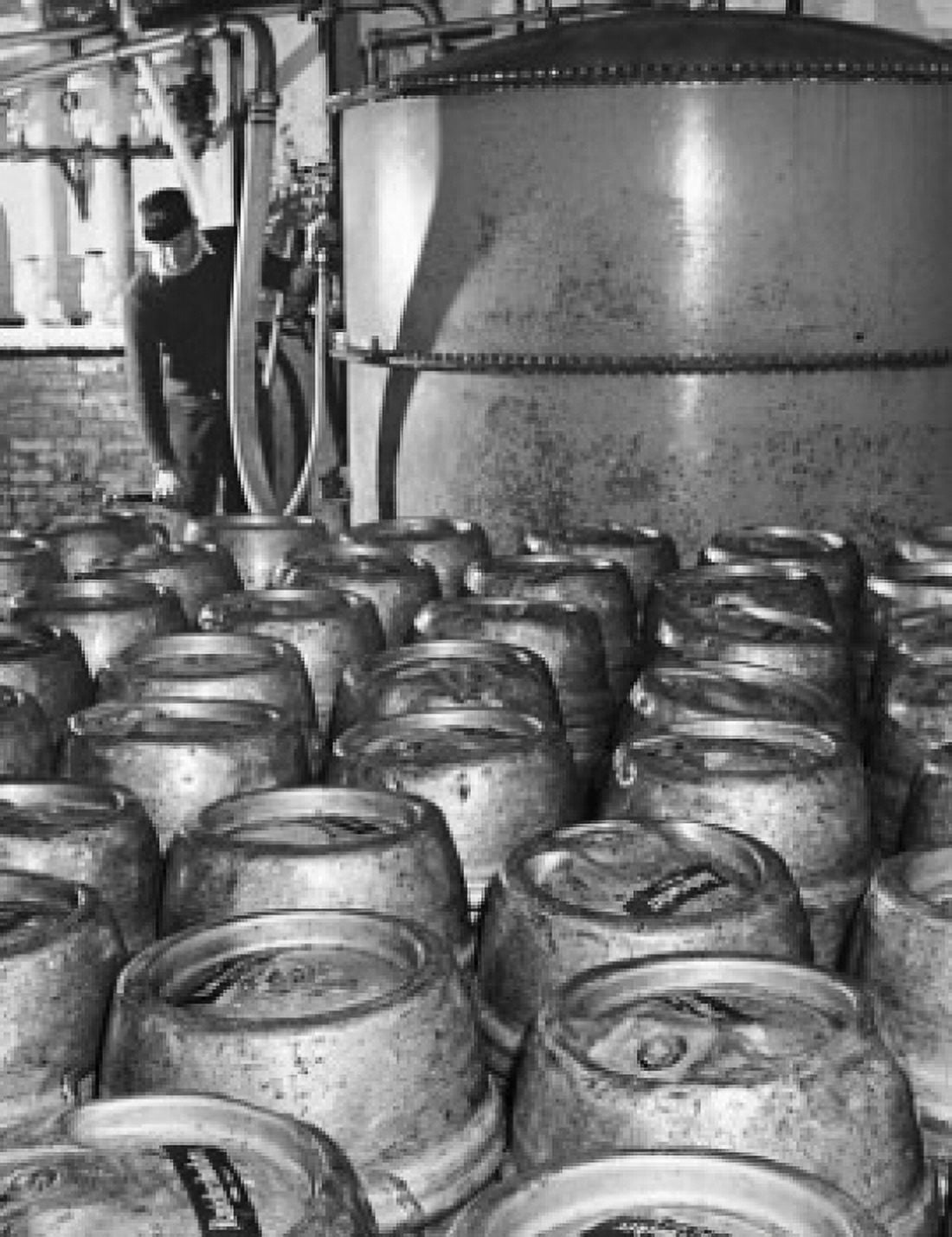 Posterazzi Male worker checking barrels in a food processing plant Rupperts Brewery New York City New York State USA Canvas Art - (24 x 36)