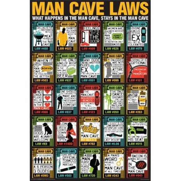 Posterazzi Man Cave - Man Cave Laws Poster Print - 24 x 36 in.