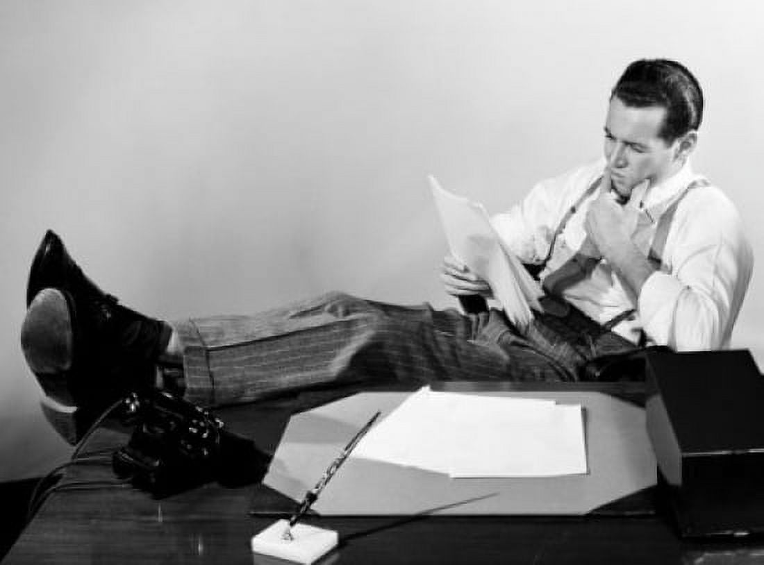 Posterazzi Man reading documents Canvas Art - (24 x 36)