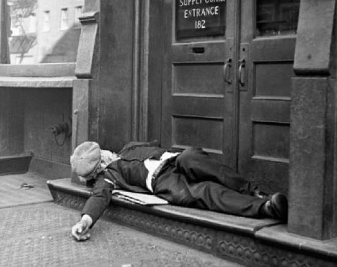 Posterazzi Man sleeping on the doorstep Bowery Manhattan New York City New York State USA Canvas Art -  (24 x 36)
