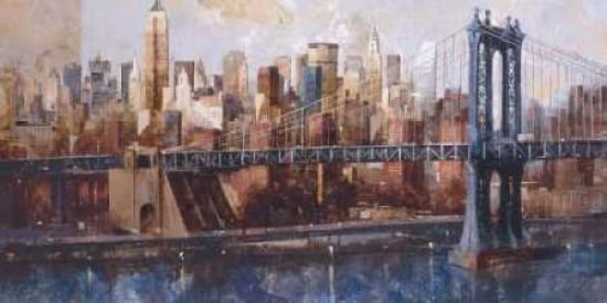 Posterazzi Manhattan Bridge View Canvas Art - Marti Bofarull (24 x 48)