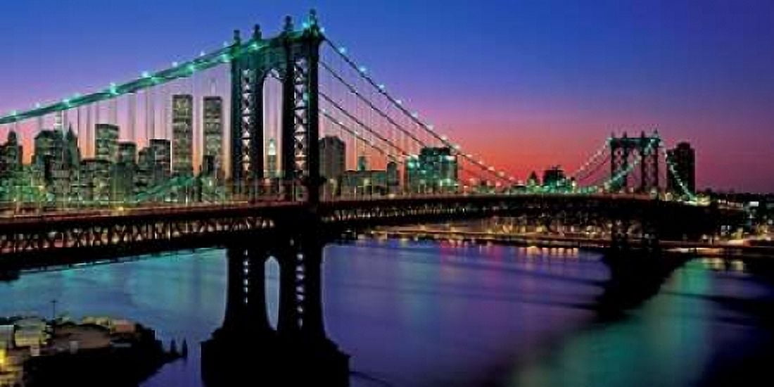 Posterazzi Manhattan Bridge and Skyline Canvas Art - Richard Berenholtz (10 x 20)