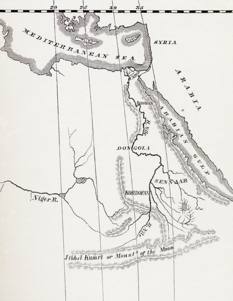 Posterazzi Map Of The Nile Basin In 1819 Ad From In Darkest Africa By Henry M Stanley Published 1890 Canvas Art - Ken Welsh Design Pics (24 x 32)