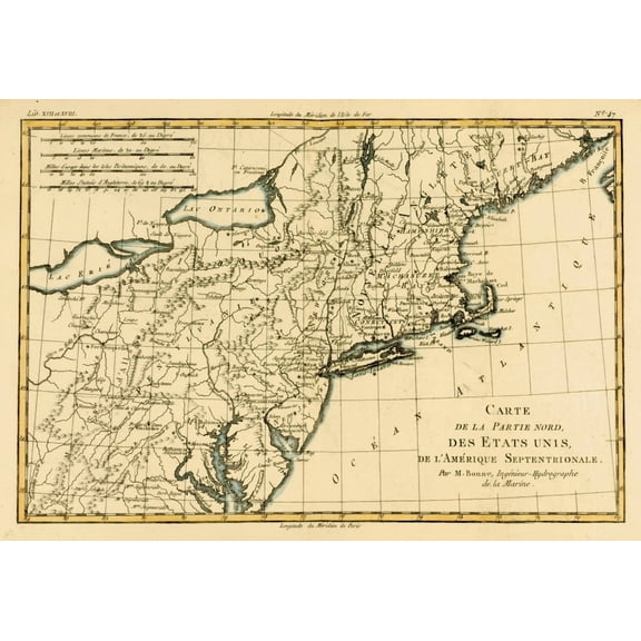 Posterazzi DPI1859960LARGE Map of The Northern United States of North America Circa.1760 From Atlas De Poster Print, Large - 34 x 24