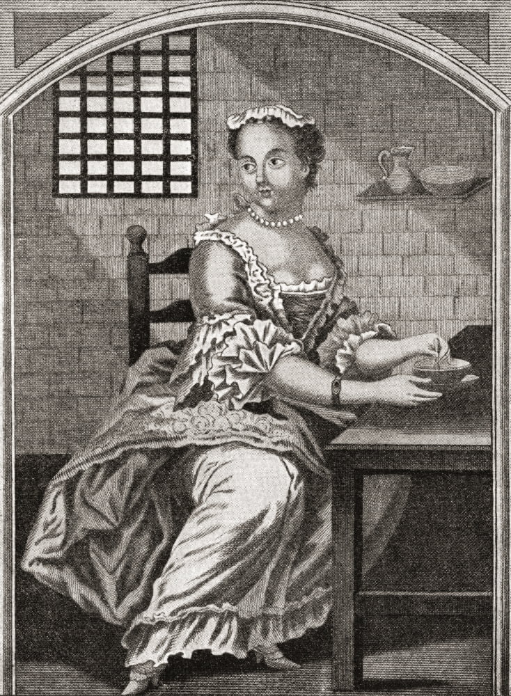 Posterazzi Marie Catherine Taperet 1728 - 1755 Seen here in prison before being executed in the Place de Gr Canvas Art - Ken Welsh Design Pics (24 x 32)