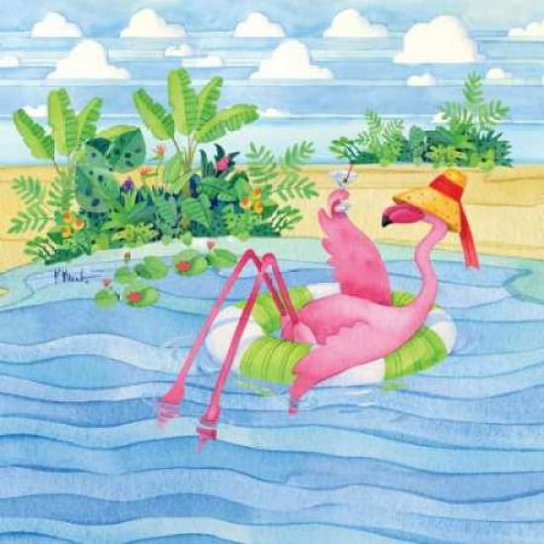 Posterazzi Martini Float Flamingo Canvas Art - Paul Brent (24 x 24)