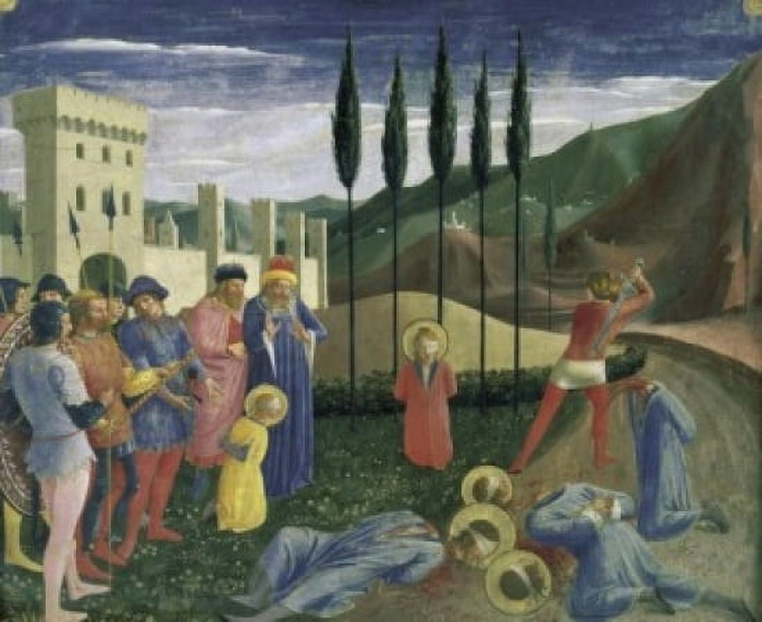 Posterazzi The Martyrdom of Saints Cosmas and Damian Fra Angelico (ca 1400-1455Italian) Oil on Wood Musee du Louvre Paris Canvas Art - Francesco Pesellino (24 x 36)