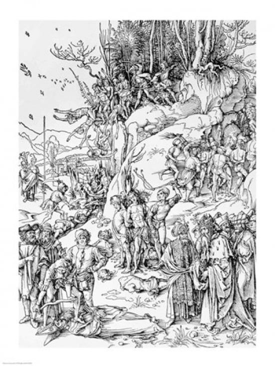 Posterazzi Martyrdom of the Ten Thousand Christians on Mt Ararat Canvas Art - Albrecht Durer (24 x 36)