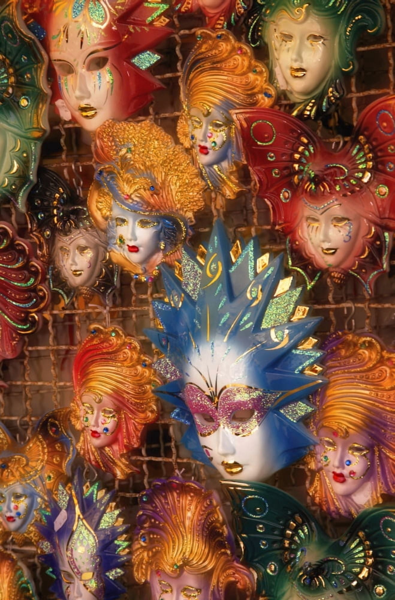 Posterazzi Masks On Display In Italy Canvas Art - Carson Ganci  Design Pics (22 x 34)