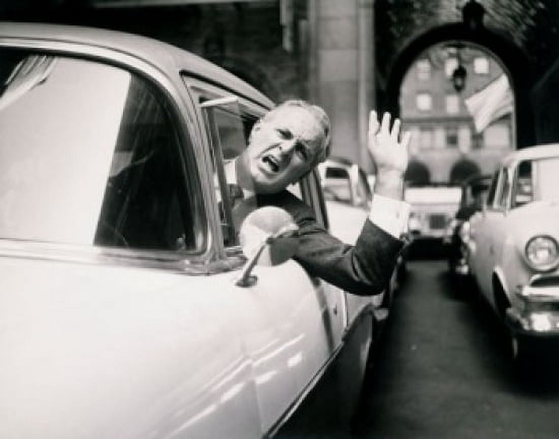 Posterazzi Mature man shouting in a car Canvas Art - (24 x 36)