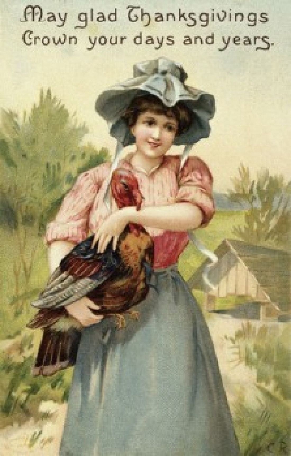 Posterazzi May Glad Thanksgivings Crown Your Days and Years Nostalgia cards Canvas Art -  (24 x 36)