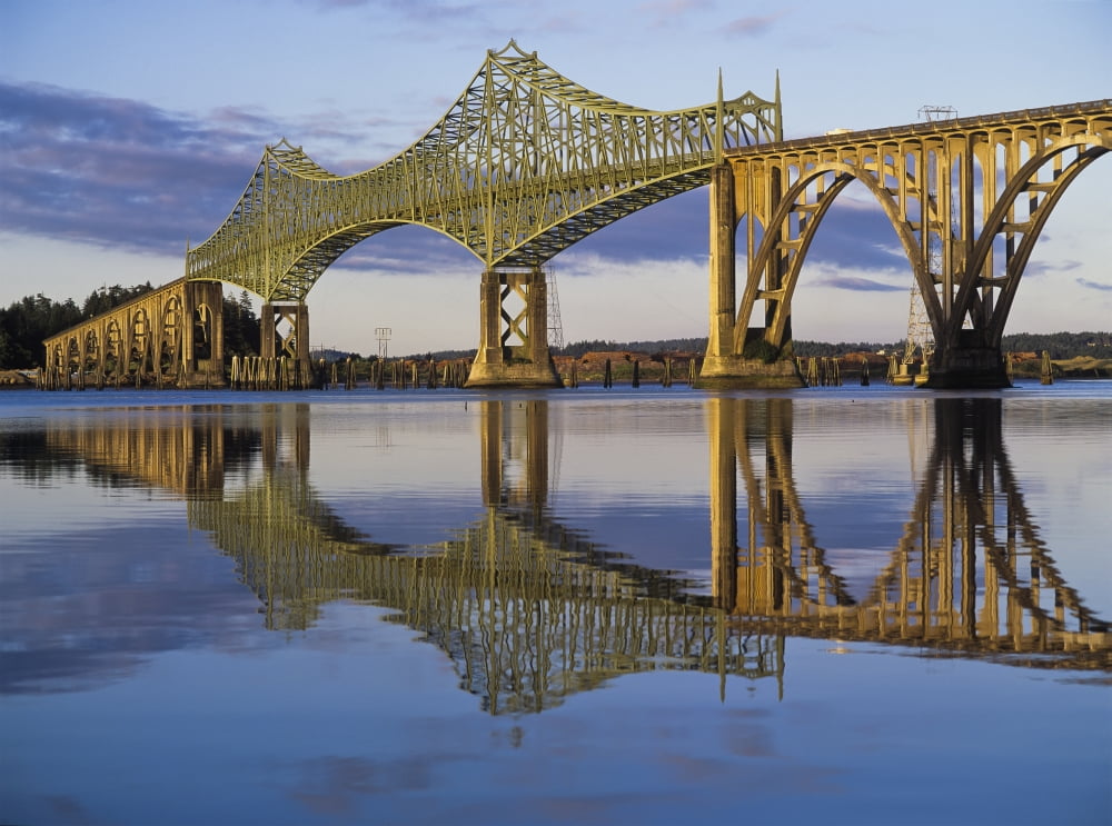 Posterazzi McCollough Memorial Bridge crosses Coos Bay North Bend Oregon United States of America Canvas Art - Robert L Potts Design Pics (36 x 26)