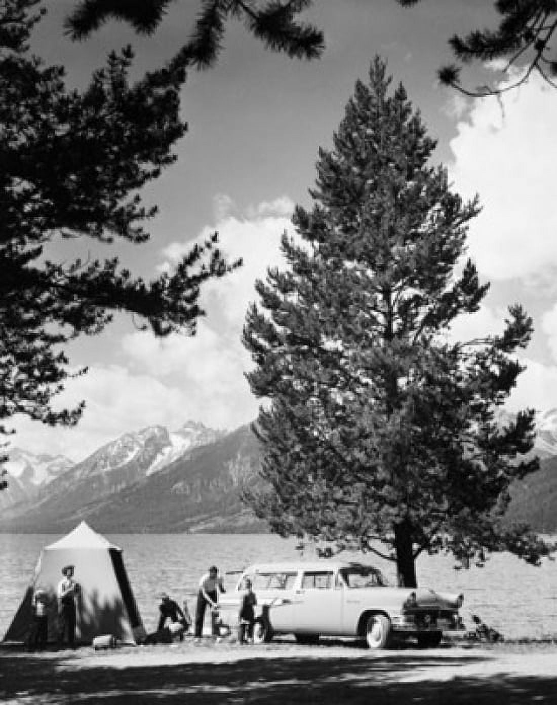 Posterazzi Men and women with their children at the lakeside Jackson Lake Grand Teton National Park Wyoming USA Canvas Art - (24 x 36)
