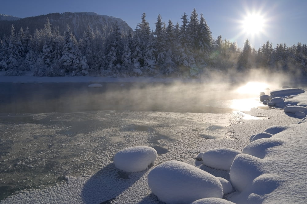 Posterazzi Mendenhall River Flowing Through Snow Covered Tongass National Forest Juneau Alaska Winter Canvas Art - John Hyde Design Pics (34 x 22)