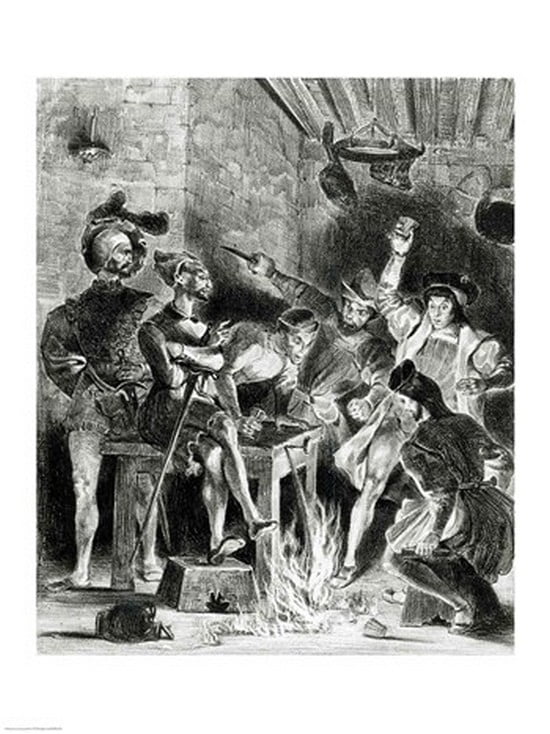 Posterazzi Mephistopheles and the Drinking Companions from Goethes Faust 1828 Canvas Art - Eugene Delacroix (24 x 36)