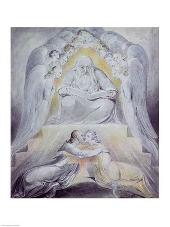 Posterazzi Mercy and Truth are met together Righteousness and Peace have kissed each other Canvas Art - William Blake (24 x 36)