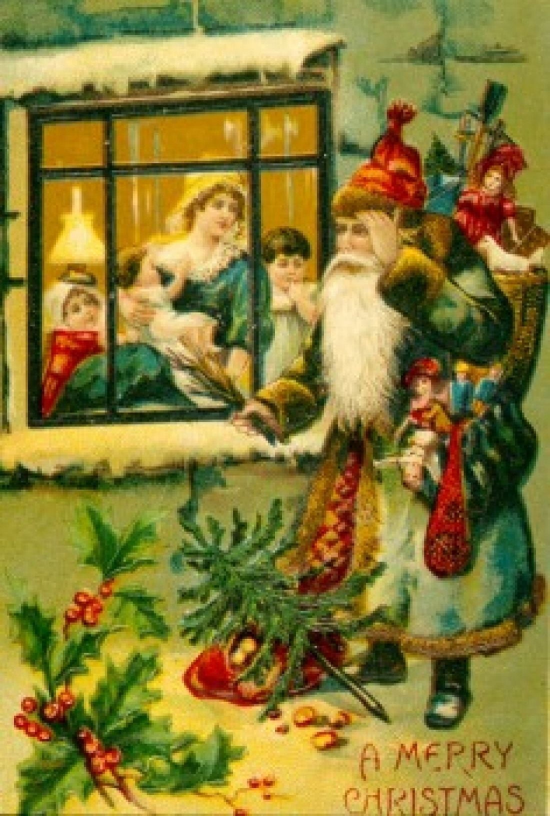 Posterazzi Merry Christmas Nostalgia Cards Canvas Art - (24 x 36)