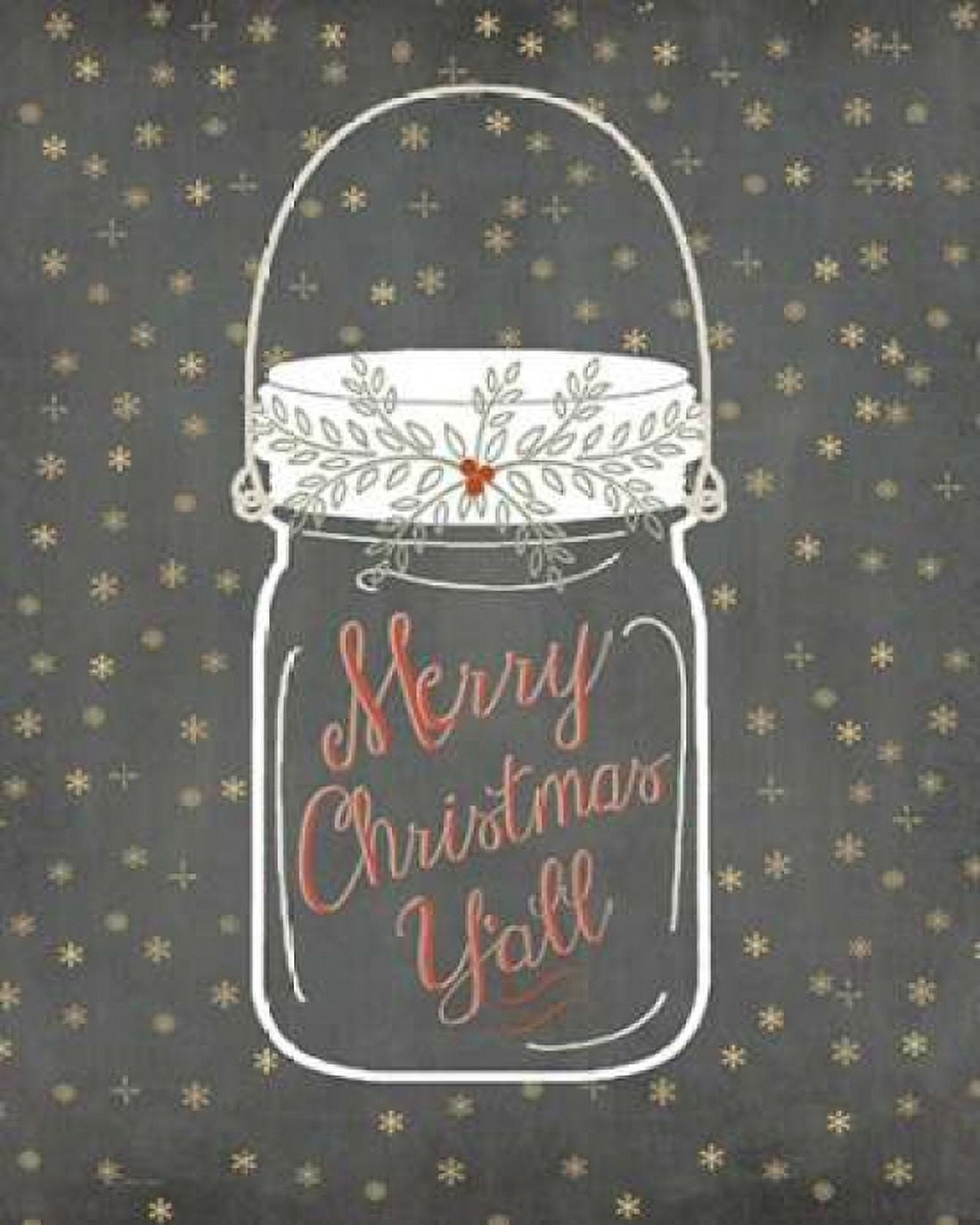 Posterazzi Merry Christmas Yall - Snowflake Canvas Art - Jo Moulton (24 x 30)