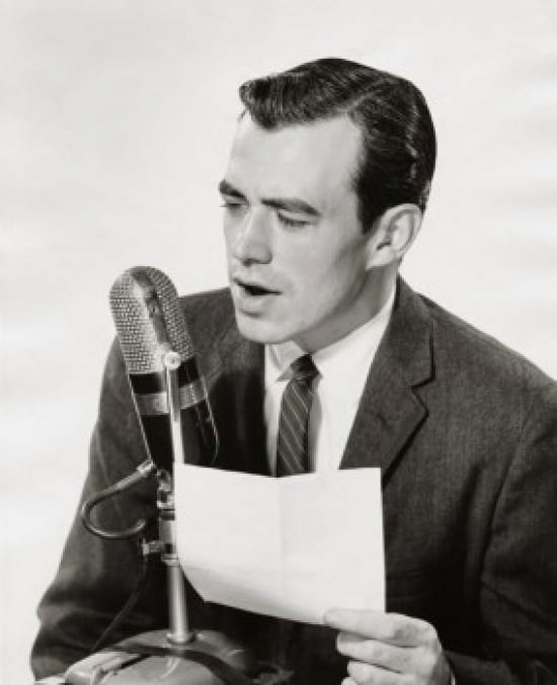 Posterazzi Mid adult man speaking into a microphone Canvas Art - (24 x 36)