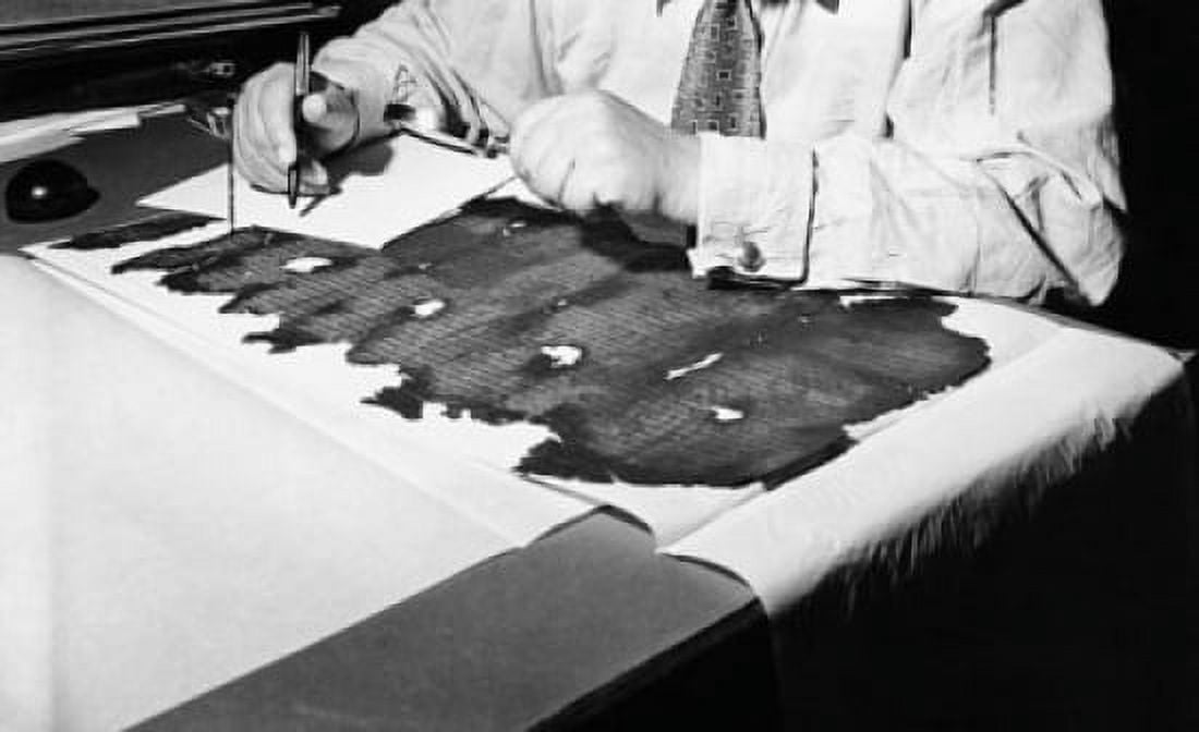 Posterazzi Mid section view of a man deciphering the Dead Sea Scrolls Canvas Art - (24 x 36)