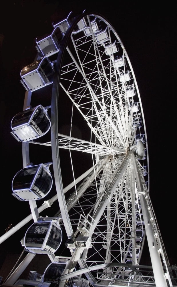 Posterazzi Middlesbrough North Yorkshire England A Ferris Wheel Illuminated At Night Canvas Art - John Short Design Pics (24 x 38)