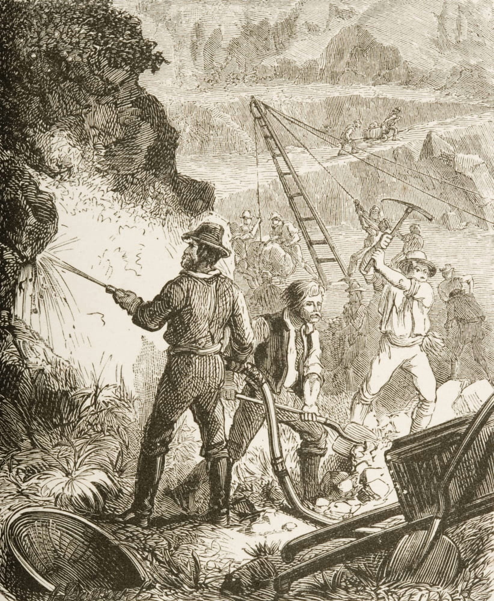 Posterazzi Mining Operations In The 1870S From American Pictures Drawn With Pen And Pencil By Rev Samuel Manning Circa 1880 Canvas Art - Ken Welsh Design Pics (26 x 32)