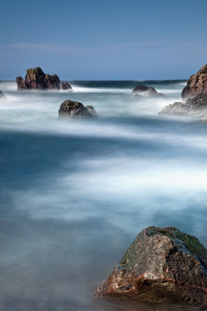 Posterazzi Mist Surrounding Large Rocks In The Water Newton Northumberland England Canvas Art - John Short Design Pics (24 x 38)