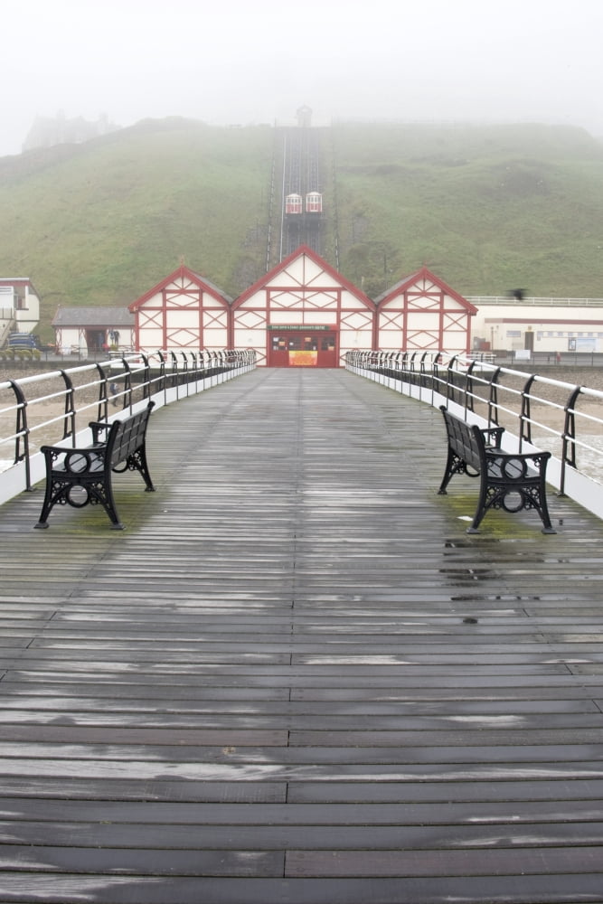 Posterazzi Misty View Of Victorian Pier Redcar North Yorkshire England Uk Canvas Art - John Short Design Pics (22 x 34)