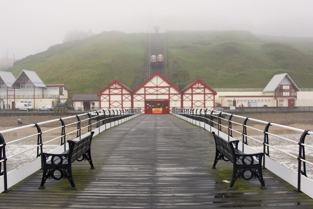 Posterazzi Misty View Of Victorian Pier Redcar North Yorkshire England Uk Canvas Art - John Short Design Pics (34 x 22)