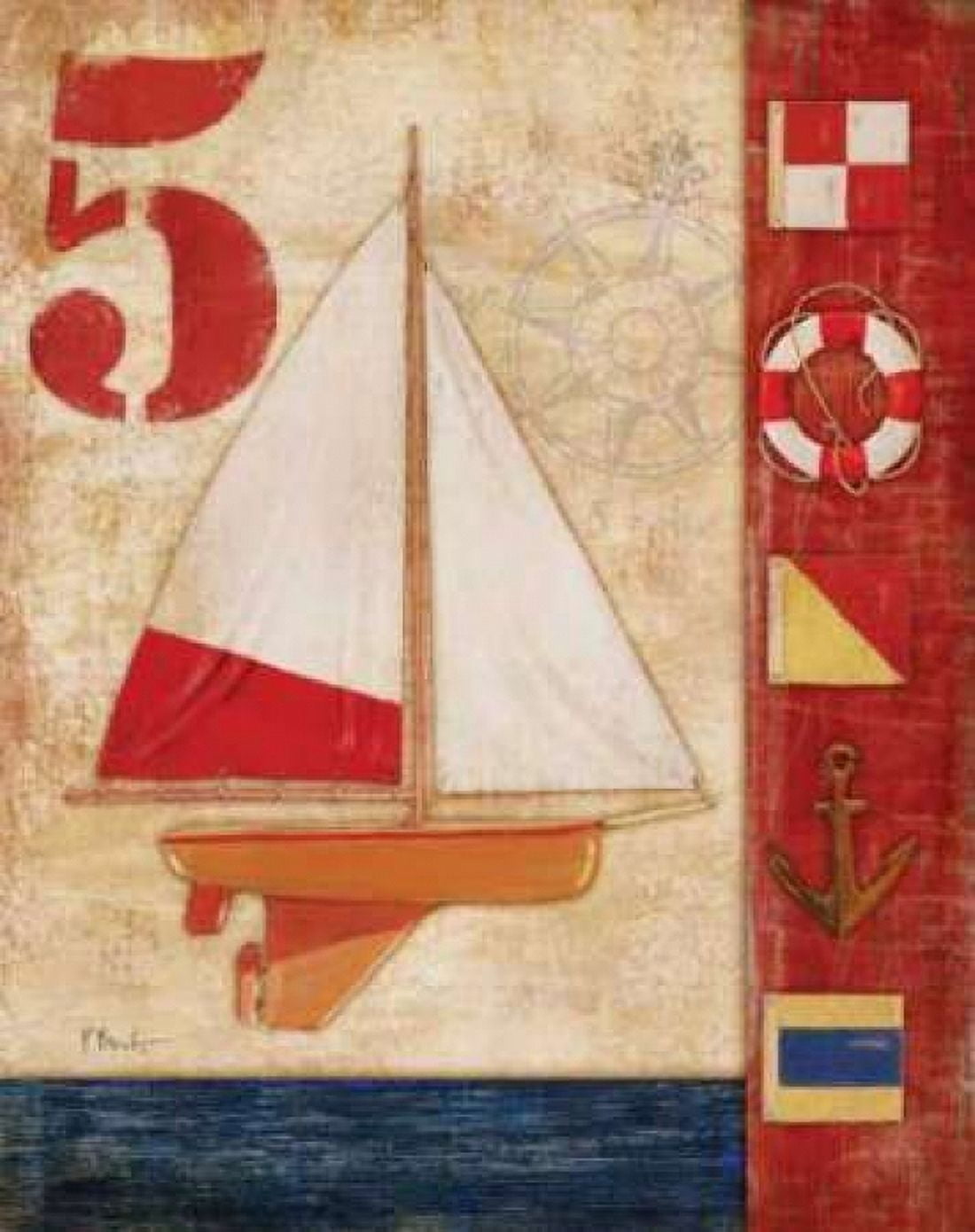 Posterazzi Model Yacht Collage IV Canvas Art - Paul Brent (24 x 30)