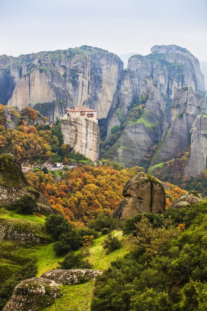 Posterazzi Monastery Rousanou Meteora Greece Canvas Art - Reynold Mainse Design Pics (24 x 38)
