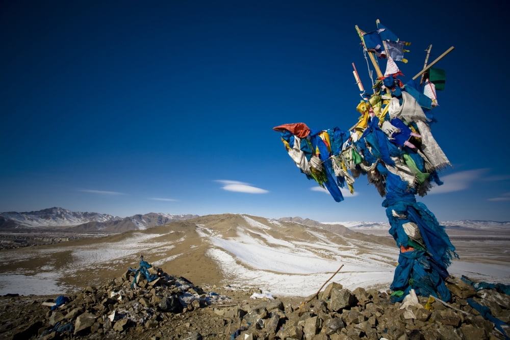 Posterazzi Mongolia Prayer Flags Outside Ulaanbaatar Canvas Art - David DuChemin Design Pics (38 x 24)