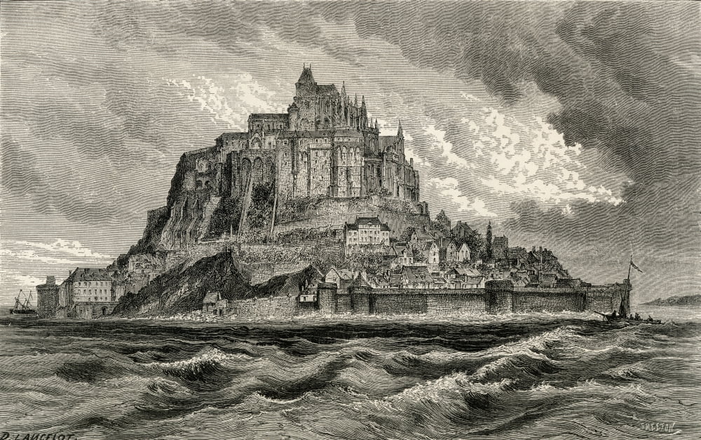 Posterazzi Mont Saint-Michel Normandy France In The 19Th Century From French Pictures By The Rev Samuel G Green Published 1878 Canvas Art - Ken Welsh Design Pics (36 x 22)