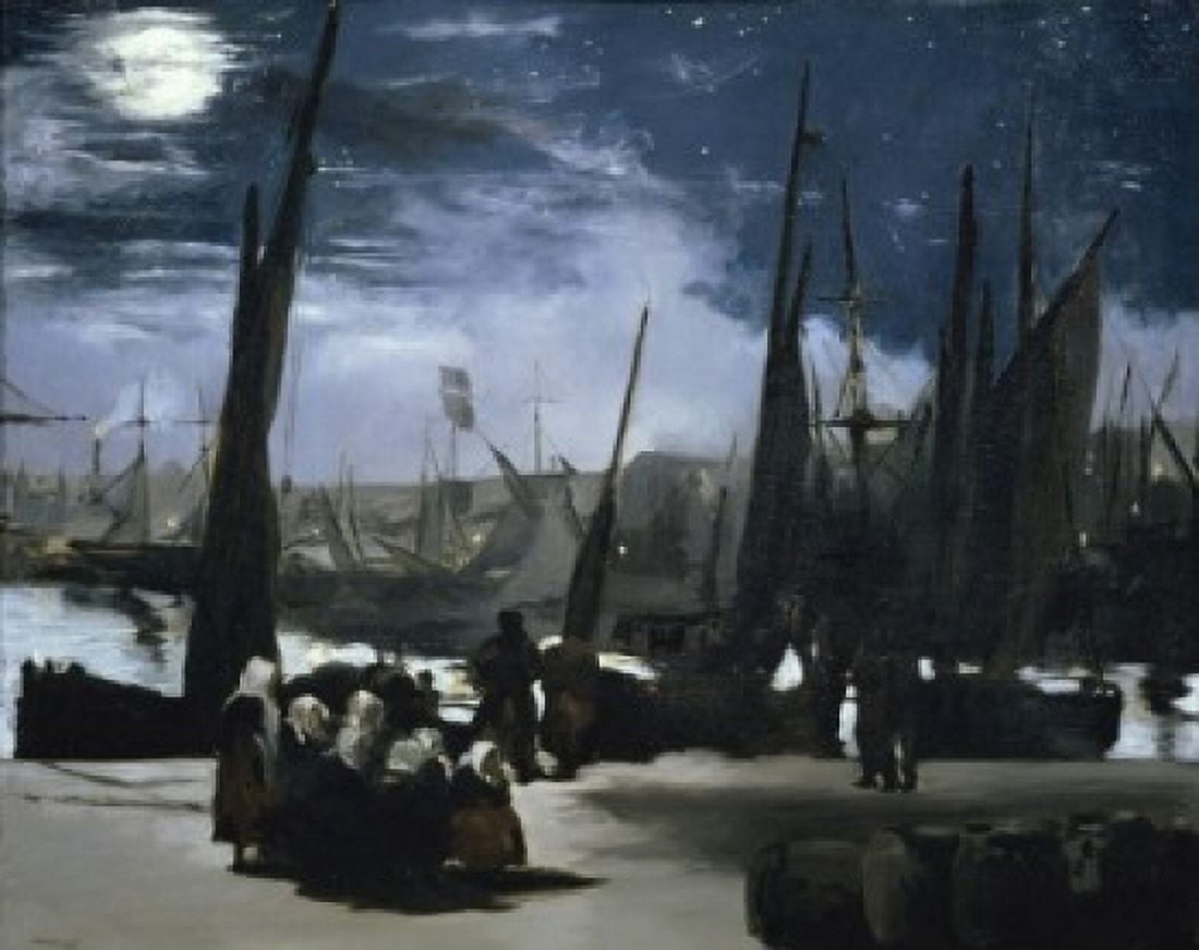 Posterazzi Moonlight over the Port Boulogne (Clair de Lune Sur le Port Boulogne) Edouard Manet (1832-1883French) Musee dOrsay Paris Canvas Art - Edouard Manet (24 x 36)