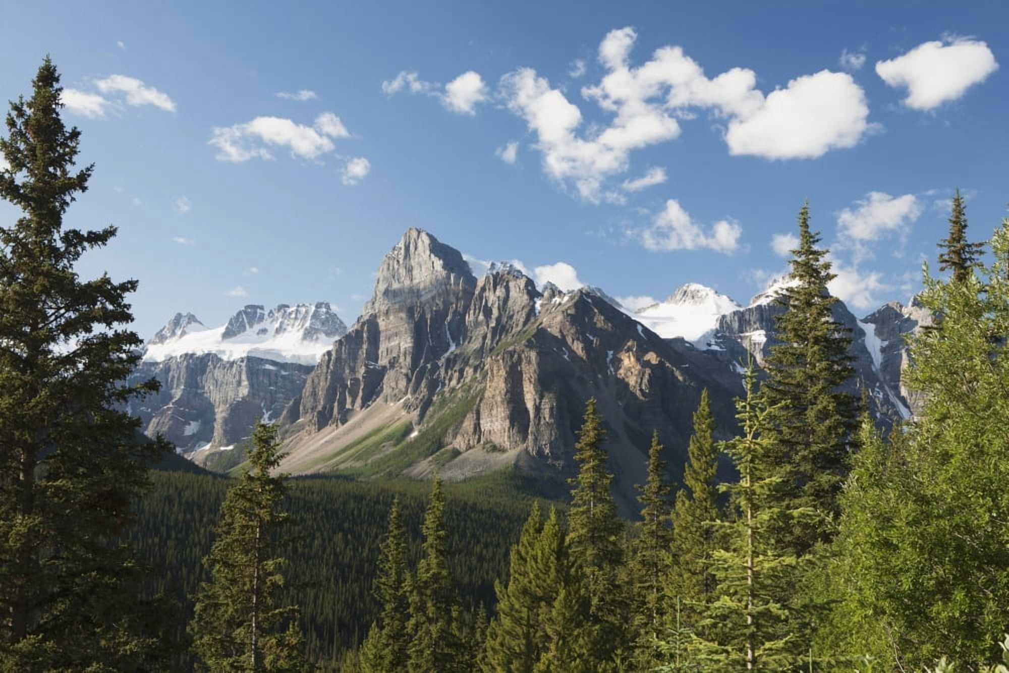 Posterazzi Mountain Vista With Cliff Face And Blue Sky And Clouds Alberta Canada Canvas Art - Michael Interisano Design Pics (38 x 24)