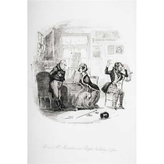 Posterazzi  Mr.And Mrs. Mantalini In Ralph Nicklebys Office Illustration From The Charles Dickens Novel Nicholas Nickleby by H.K. Browne Known As Phiz Poster Print - 12 x 18