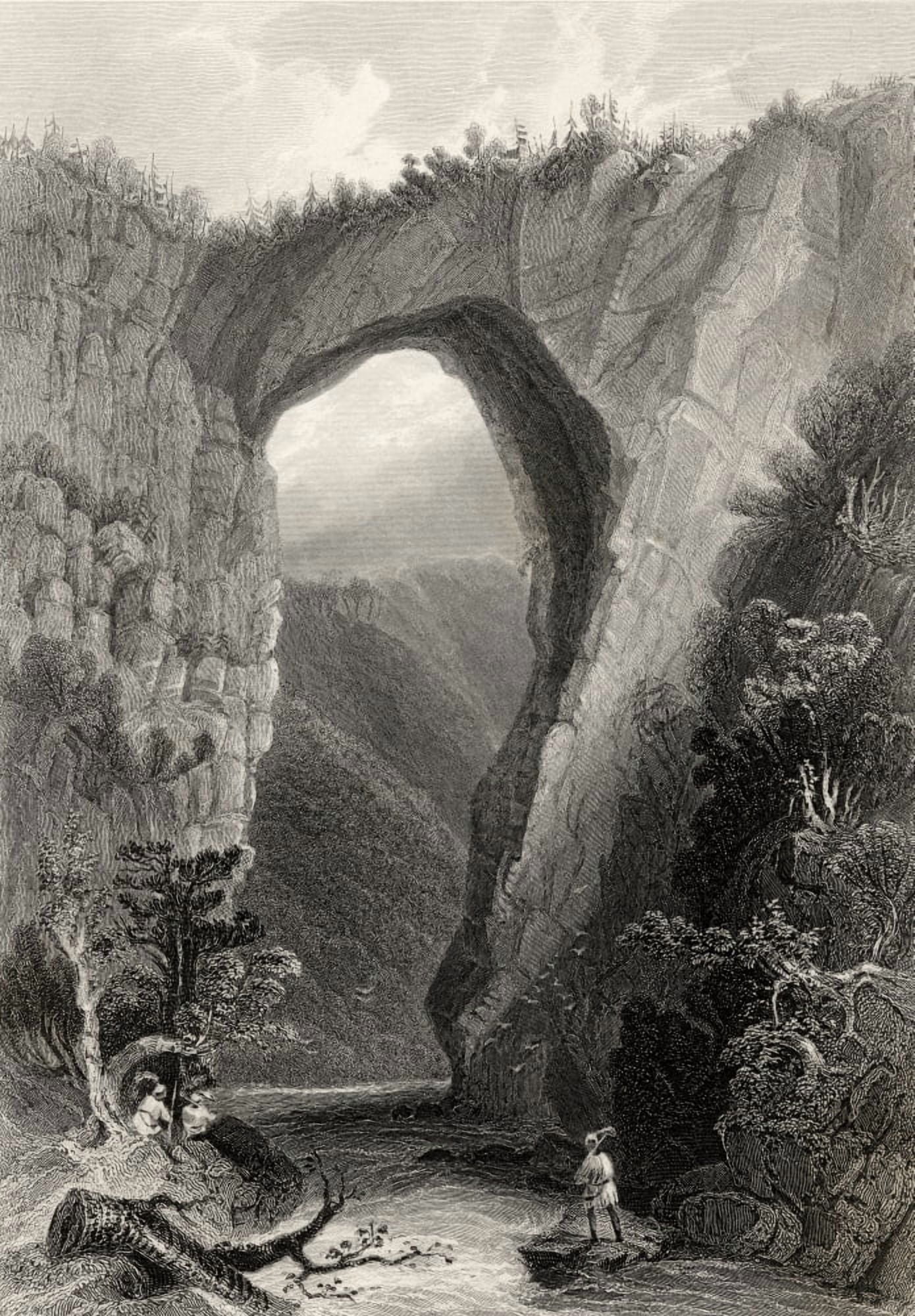 Posterazzi Natural Bridge Virginia Usa From A 19Th Century Print Engraved By J C Armytage After W H Bartlett Canvas Art - Ken Welsh Design Pics (24 x 34)
