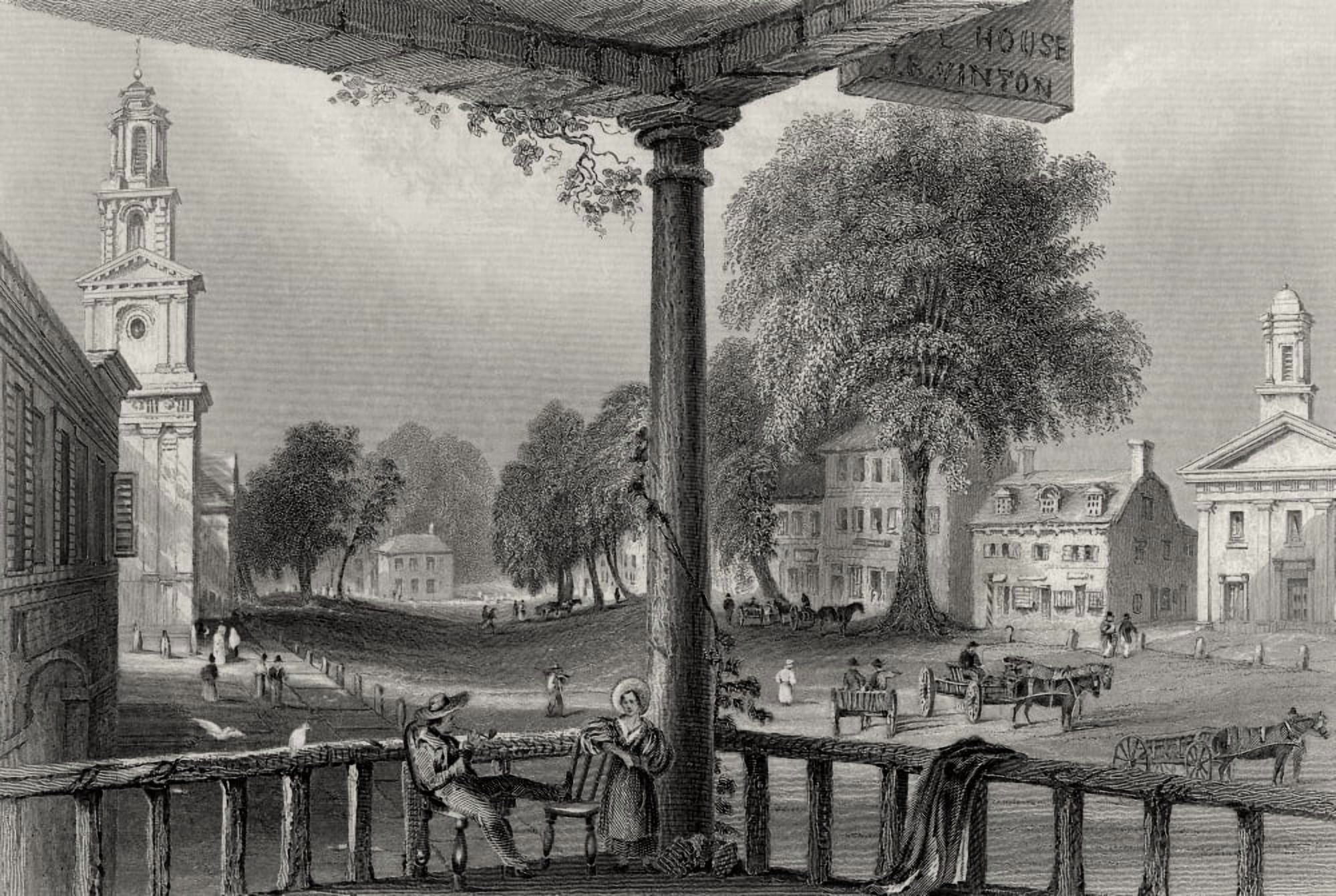 Posterazzi Northampton Massachusetts Usa From A 19Th Century Print Engraved By R Sands After W H Bartlett Canvas Art - Ken Welsh  Design Pics (34 x 22)
