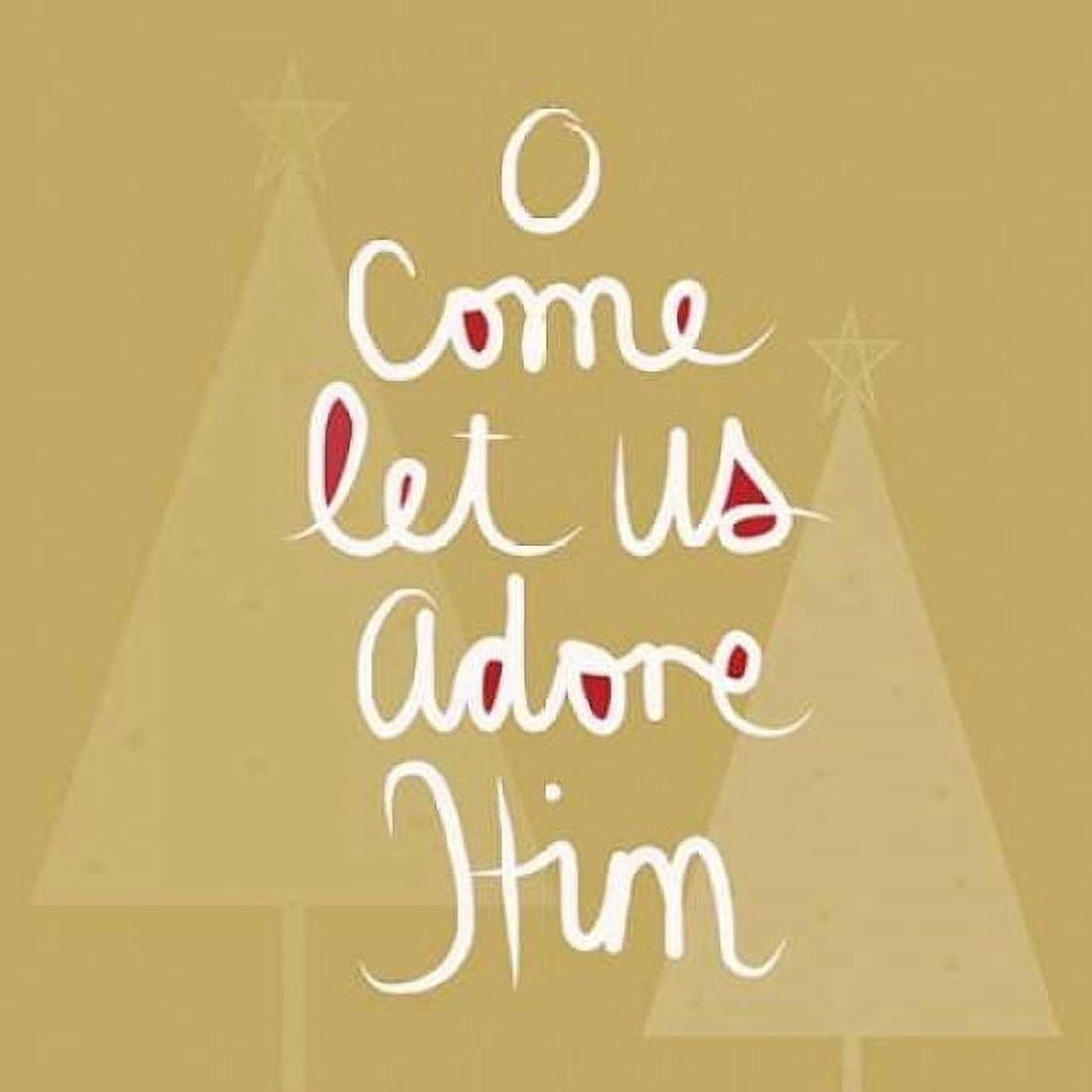 Posterazzi O Come Let Us Adore Him - Gold Canvas Art - Linda Woods (24 x 24)