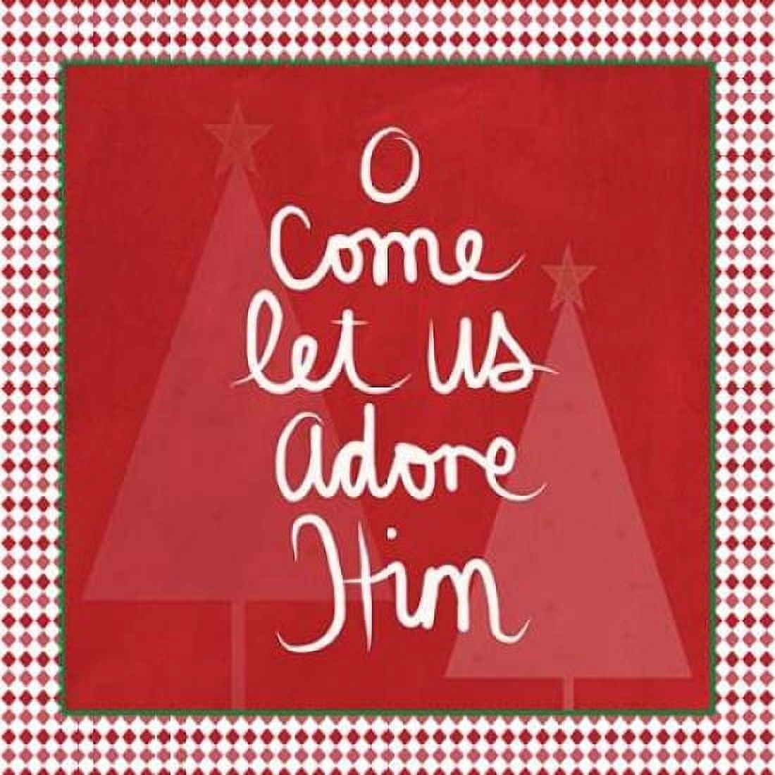Posterazzi O Come Let Us Adore Him - Red Canvas Art - Linda Woods (24 x 24)